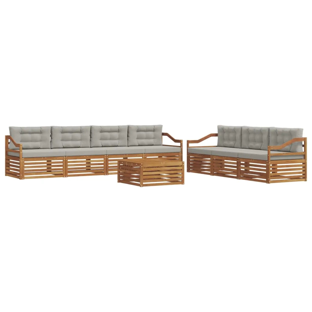 Set di divani da esterno 8 pcs Grigio Naturale e Chiaro