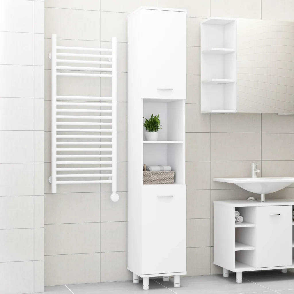 Mobile da Bagno | Armadio da bagno Bianco 30x30x179 cm in Legno Multistrato