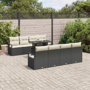 Set Divano da Giardino 9 pcs Nero e Crema polyrattan 3348783