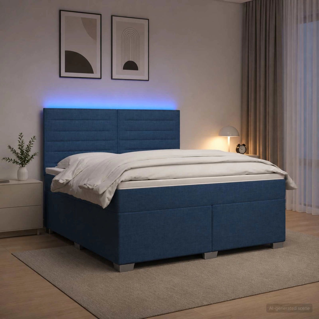 Letto box spring con materasso Blu 140 x 190 cm Tessuto 3454865