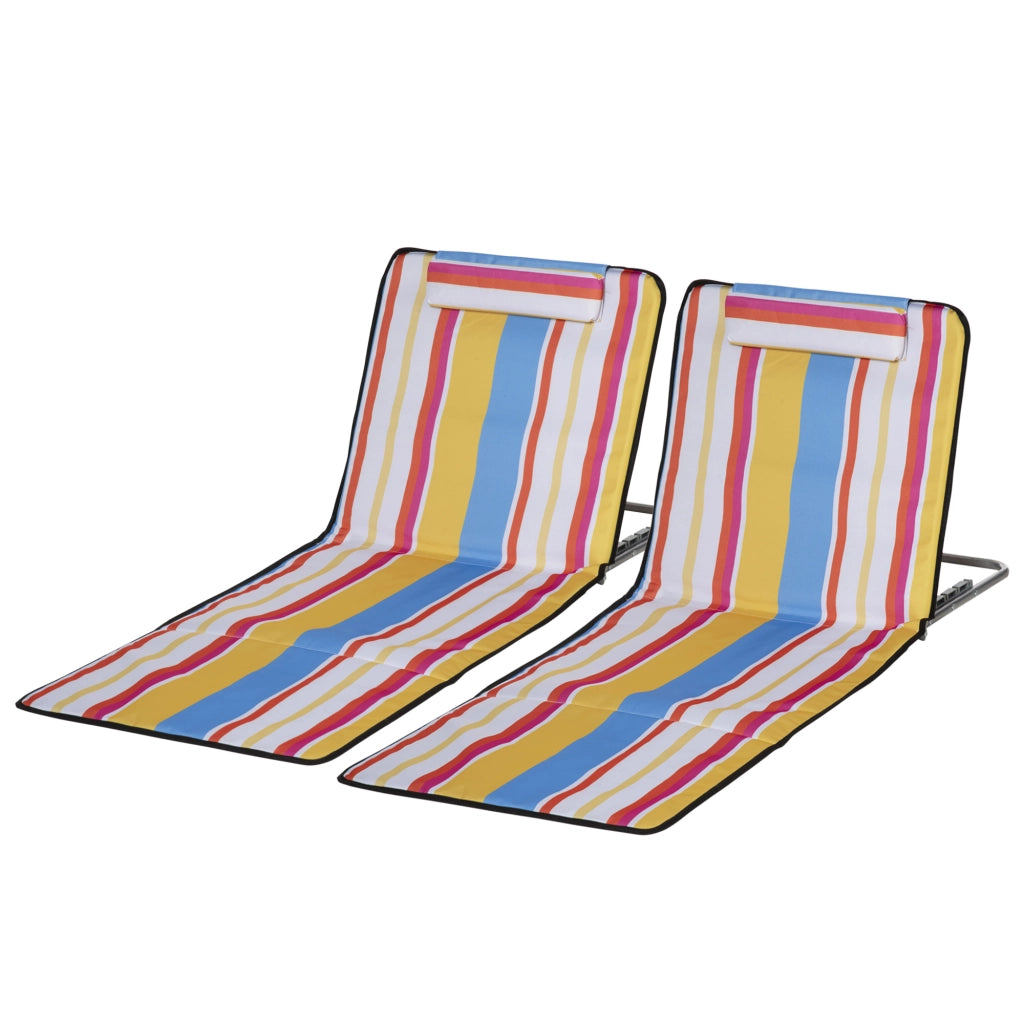 Set 2 Sdraio da Spiaggia Pieghevoli ¨C zephmum ¨C Grigio, Polipropilene, 53x124x35-45 cm