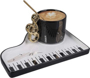 Ceramica musicale da caffè da 200ml, Set con piatto e cucchiaio per cappuccino e espresso, Ideale per musicisti