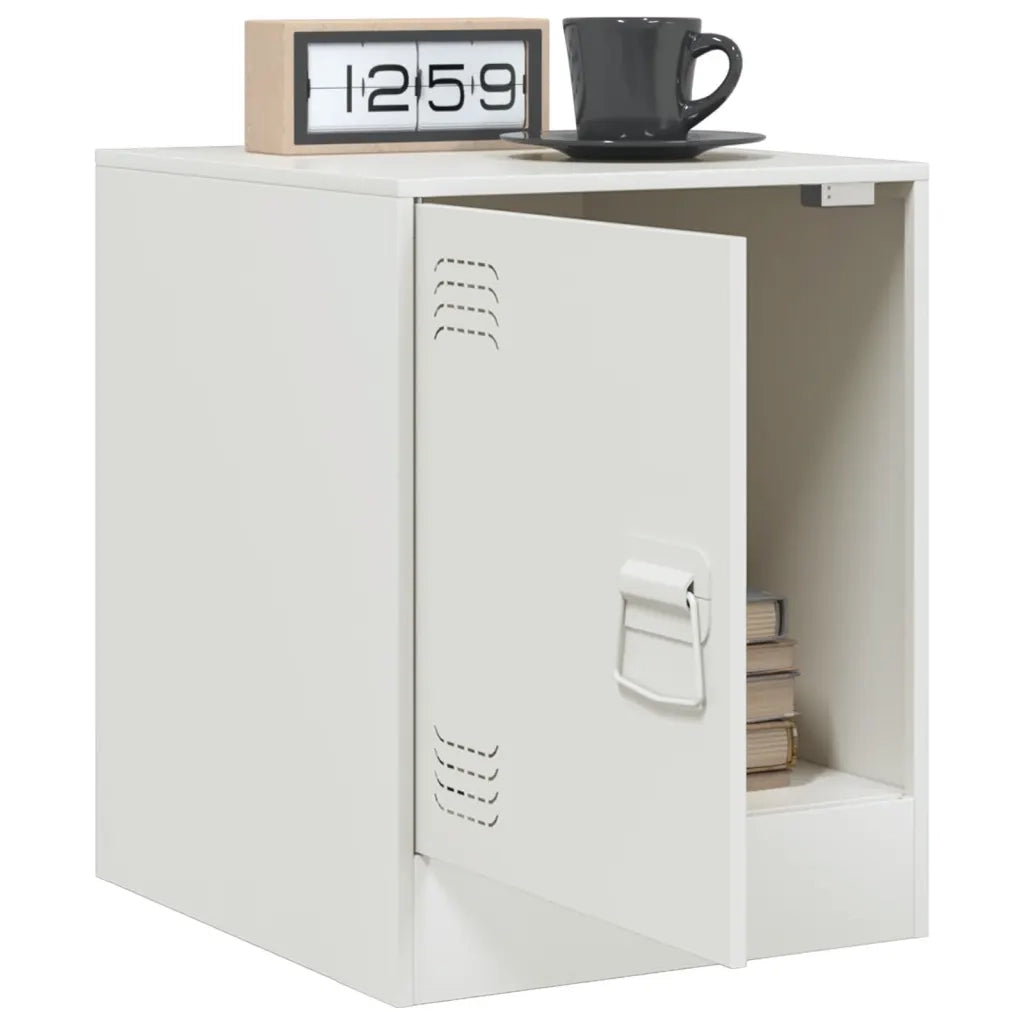 Comodino Bianco 34,5x39x44 cm in Acciaio