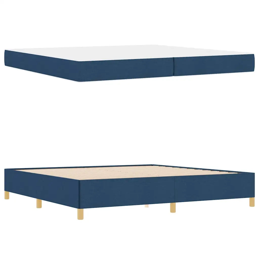 vidaXL Letto a molle Blu e blu scuro e bianco 200 x 200 cm Tessuto