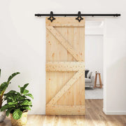 Porta scorrevole Naturale e Nero 85 x 210 cm 3445059