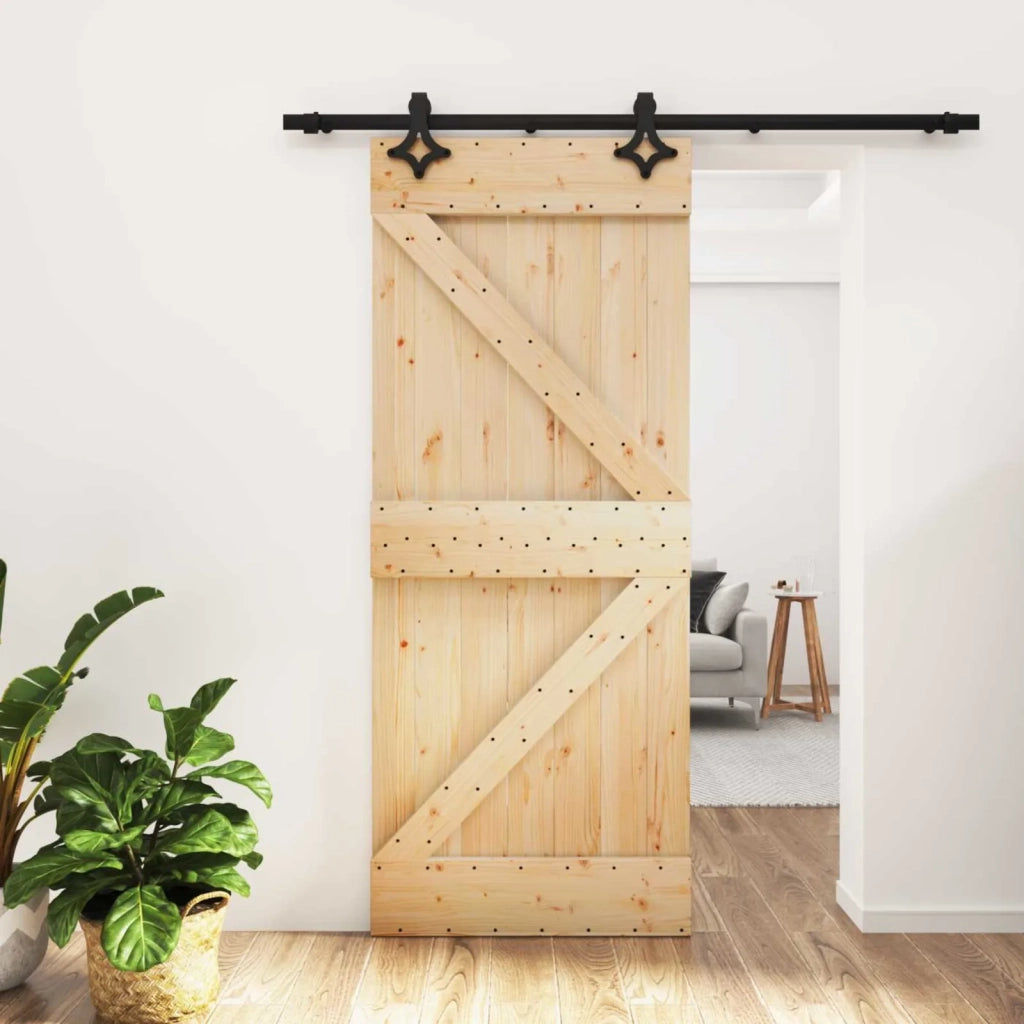 Porta scorrevole Naturale e Nero 85 x 210 cm 3445059