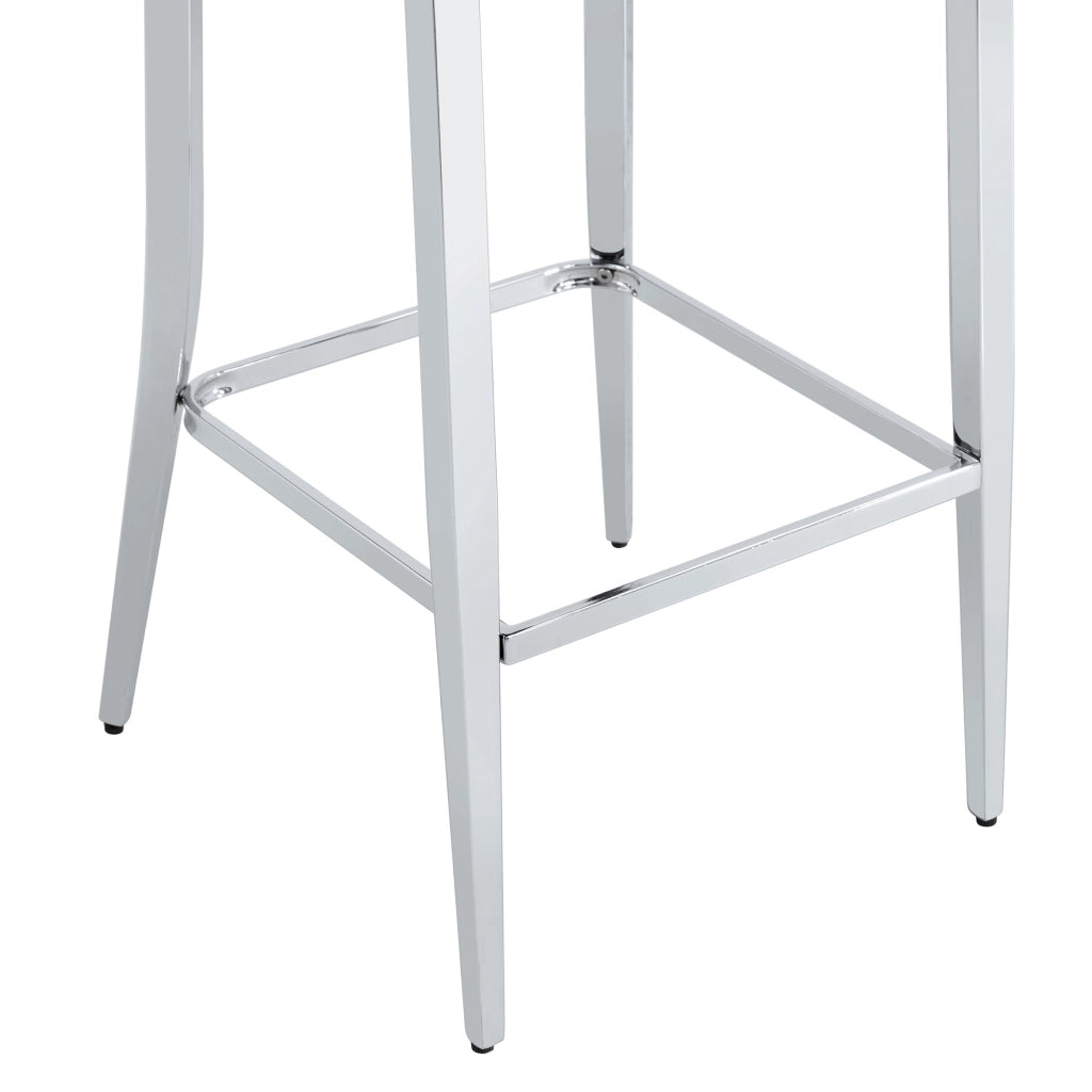 Set di 2 sgabelli da bar in PVC effetto pelle di coccodrillo, schienale con cristalli e gambe cromate
