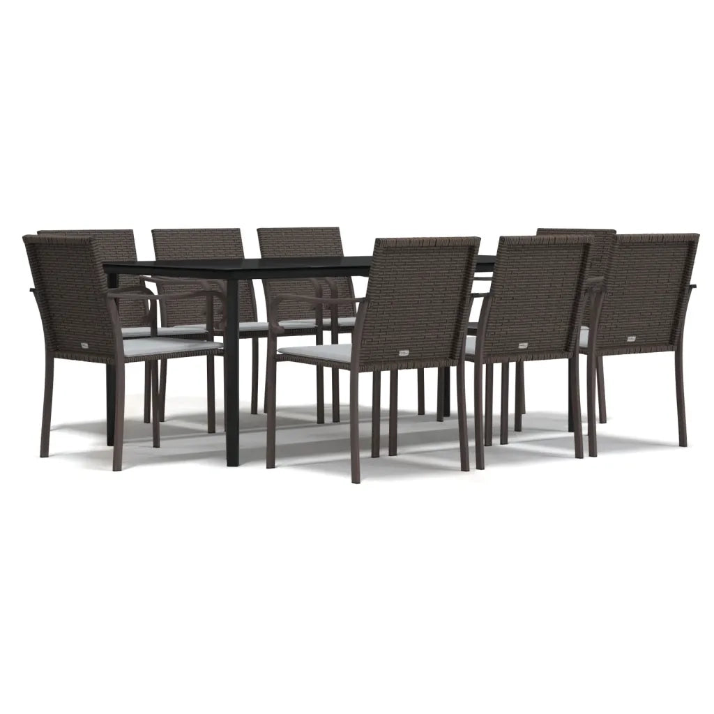 Set Pranzo da Giardino 9 pz con Cuscini in Polyrattan e Acciaiocod mxl 76608