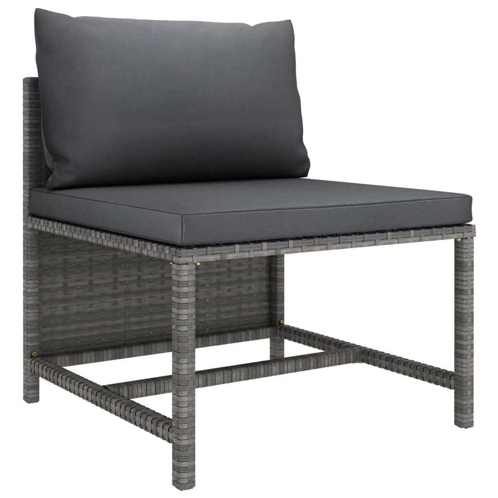 Set di mobili da giardino mobili da esterno 5 pezzi con cuscini resina intrecciata grigia 02_0016435