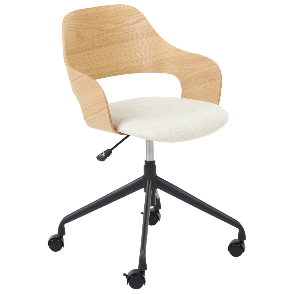 Sedia da ufficio in lino e beige chiaro legno chiaro arredamento da ufficio elegante