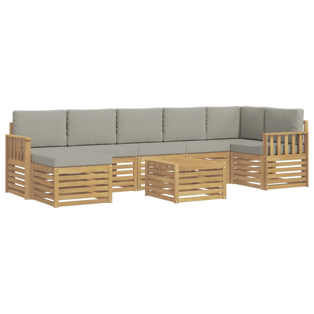 Set di divani da esterno 7 pcs Bianco e Grigio Chiaro