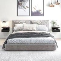 Set da 2 Comodini Sospesi per Camera da Letto con Cassetto e Mensola Superiore in Legno 35x32x22.5cm