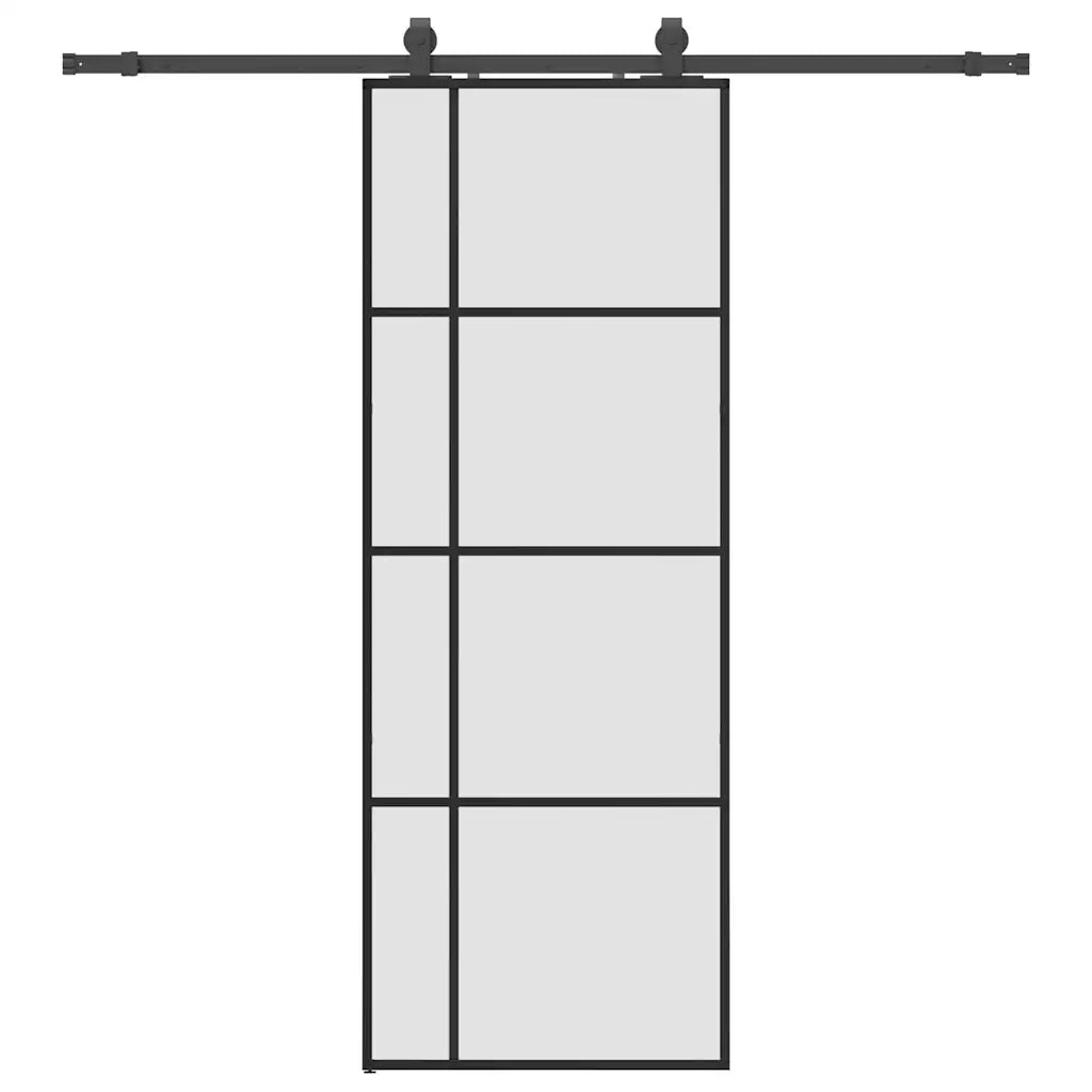 Porta Scorrevole con Ferramenta Nera 76x205 cm in Vetro ESG 3375869
