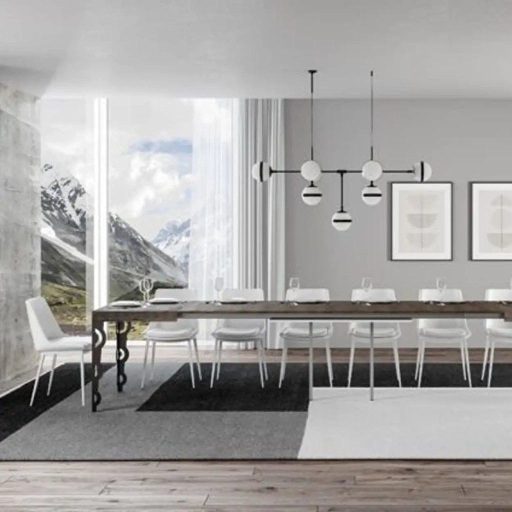 Tavolo allungabile 200/460x90 cm Karamay colore noce gambe antracite