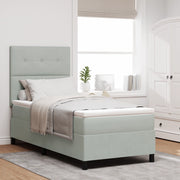 letto box spring  con materasso e luce LED grigio chiaro 80x200 cm velluto