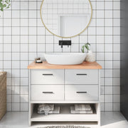 Piano Bagno Marrone 100x40x(2-4) cm Legno Massello Trattato 3156129