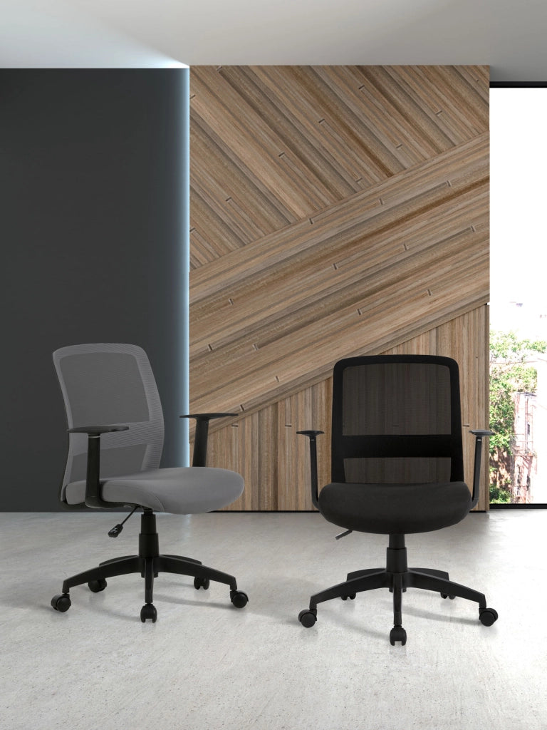 Sedia studio Hispanohogar regolabile in altezza tessuto grigio 94x61x59