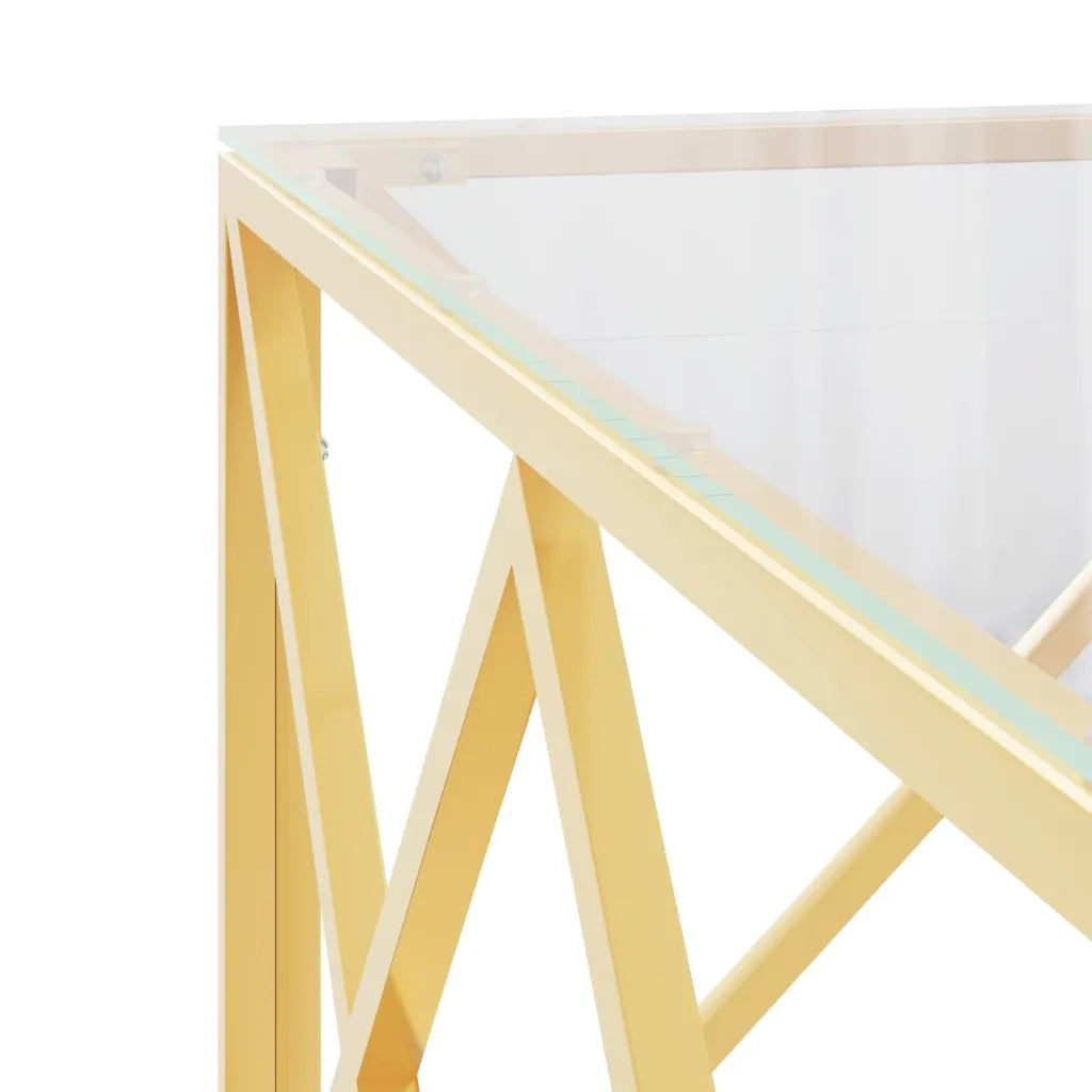 Tavolino da Salotto-Tavolino da soggiorno-Tavolo 80x80x40 cm in Acciaio Inox e Vetro 279791