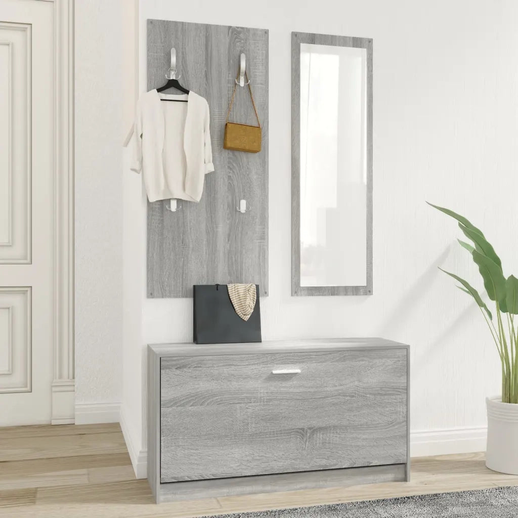 Set Scarpiere 3 in 1 grigio sonoma in Legno Multistrato 342575