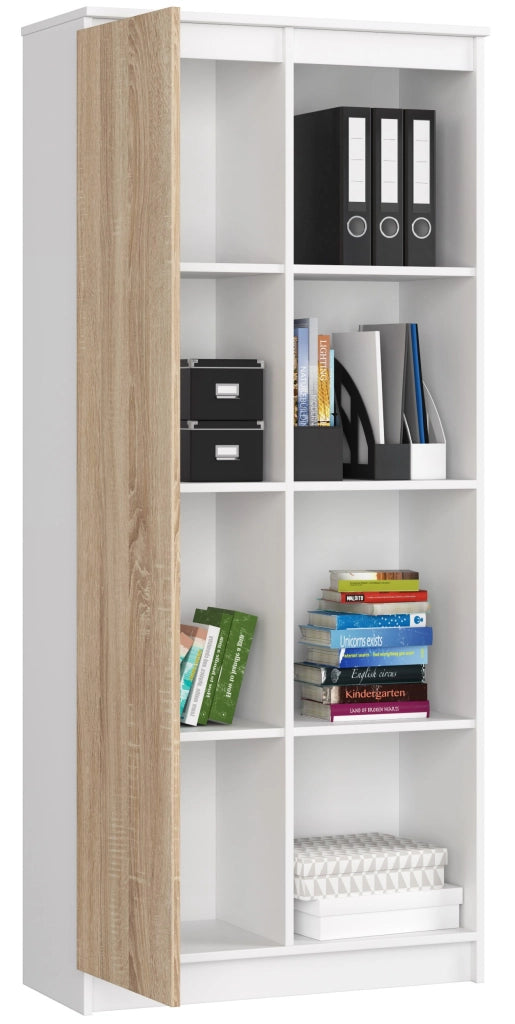 Armadio da ufficio AKORD R80 Bianca 80 cm 1 anta inserto frontale Sonoma Quercia 80x35x180 cm
