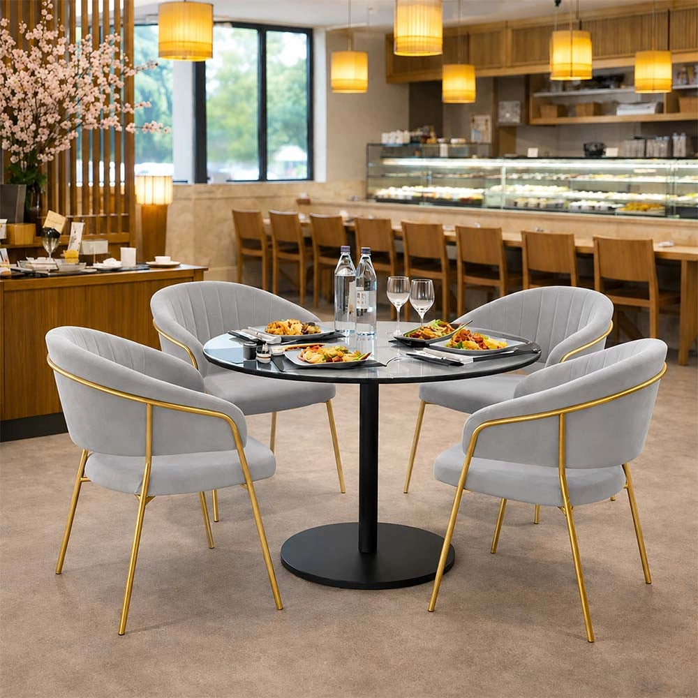 Sedie da sala da pranzo set da 2 Aurelia con schienale in velluto grigio
