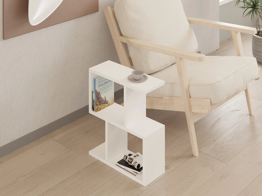 Ceprano, Tavolino da Salotto 2 Vani, 45x17x51h cm Bianco