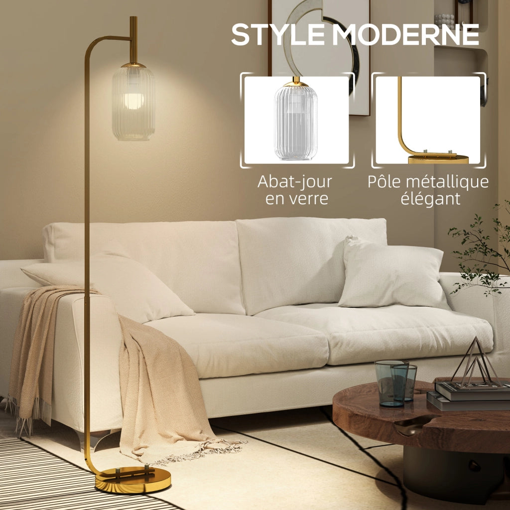 Lampada da terra ¨C zephmum ¨C vetro testurato oro 29x25x152 cm
