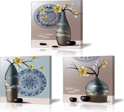 Quadro da Parete a Canva con Fiori e Boccioli in Stile Vintage con Immagine Acquatica - 30x30cm