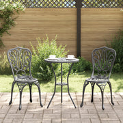 Set Bistro Giardino 3 Pezzi in Alluminio Nero