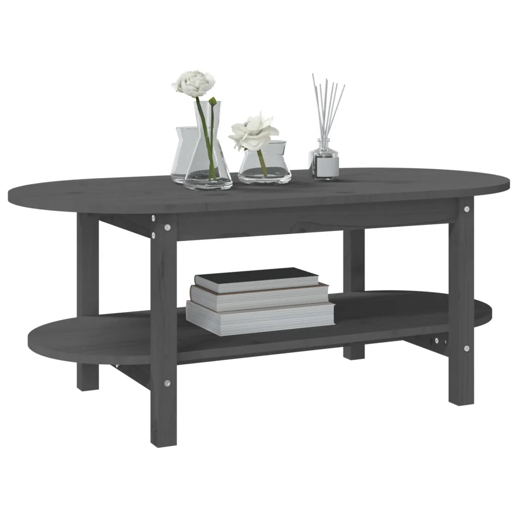 Tavolino da Salotto Grigio 110x55x45 cm Legno Massello di Pino 822289