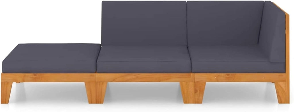 Set di mobili da giardino e cuscini, set da giardino, set da giardino, set di mobili da giardino e giardino, divano da giardino, terrazza, 3 pezzi in legno massello di acacia