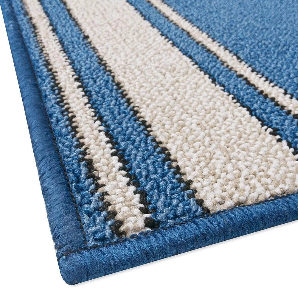 Tappeto Scala Passatoia Ingresso Corsia Scale Antiscivolo Stile Classico Blu 67x1000 cm