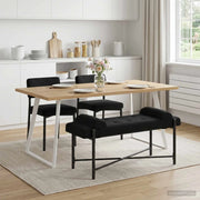 Panchina con bottoni e cuscini Nero 110 x 40 x 46 cm Velluto 42038391