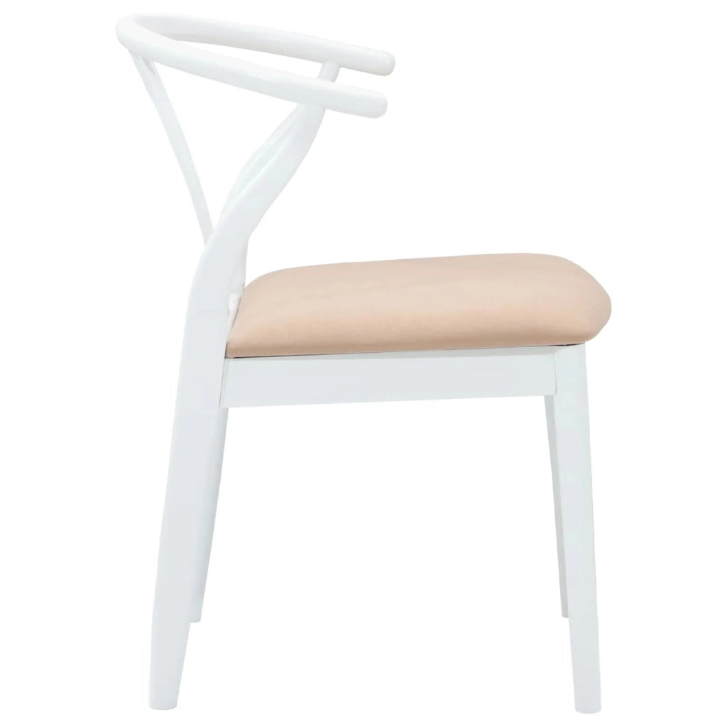 Sedia da pranzo 2 pcs Bianco e marrone Legno di gomma solido
