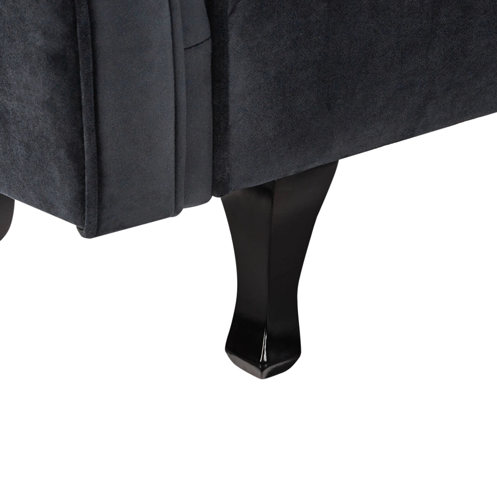 Chaise Lounge in velluto nero imbottito a lato sinistro con cuscino in stile retrò tradizionale Facile da pulire Adatto agli animali domestici
