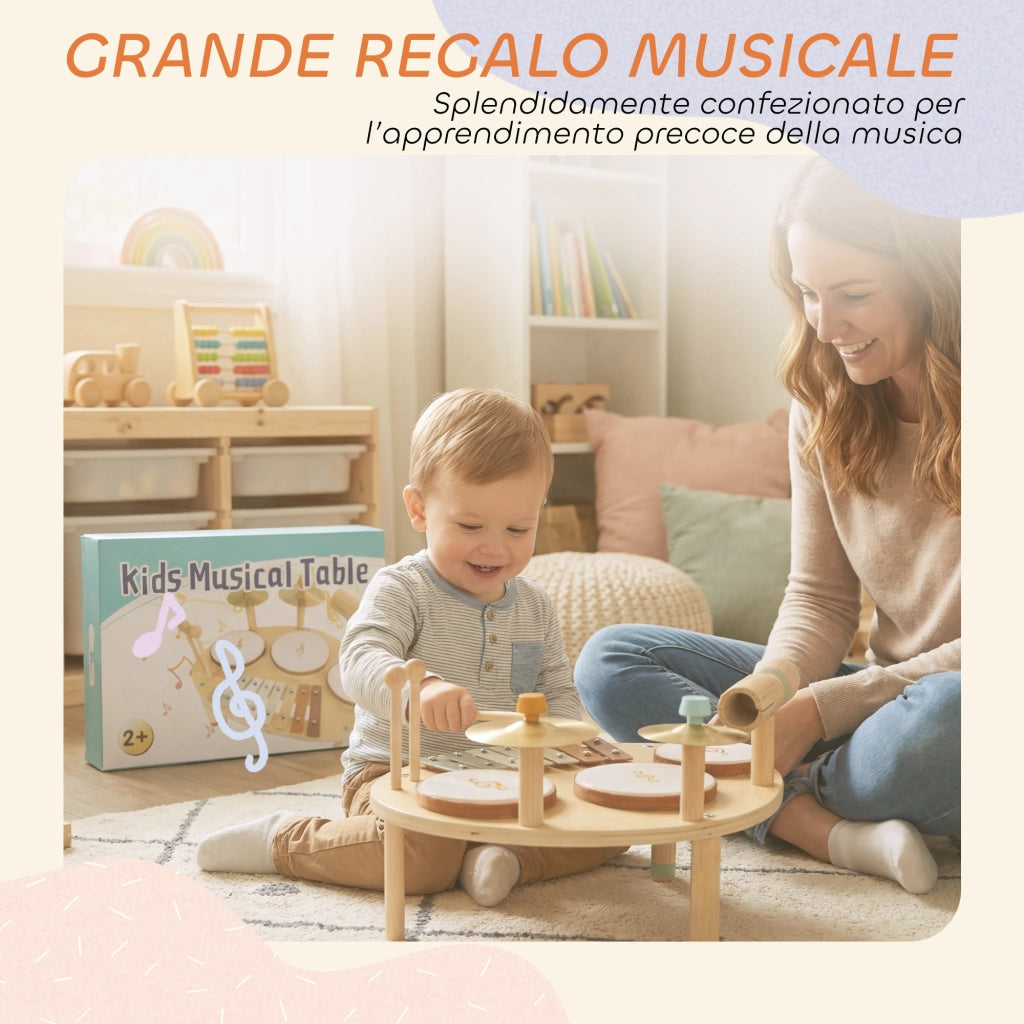 Xilofono e Tamburi Strumenti Musicali per Bambini ¨C zephmum ¨C Legno Naturale
