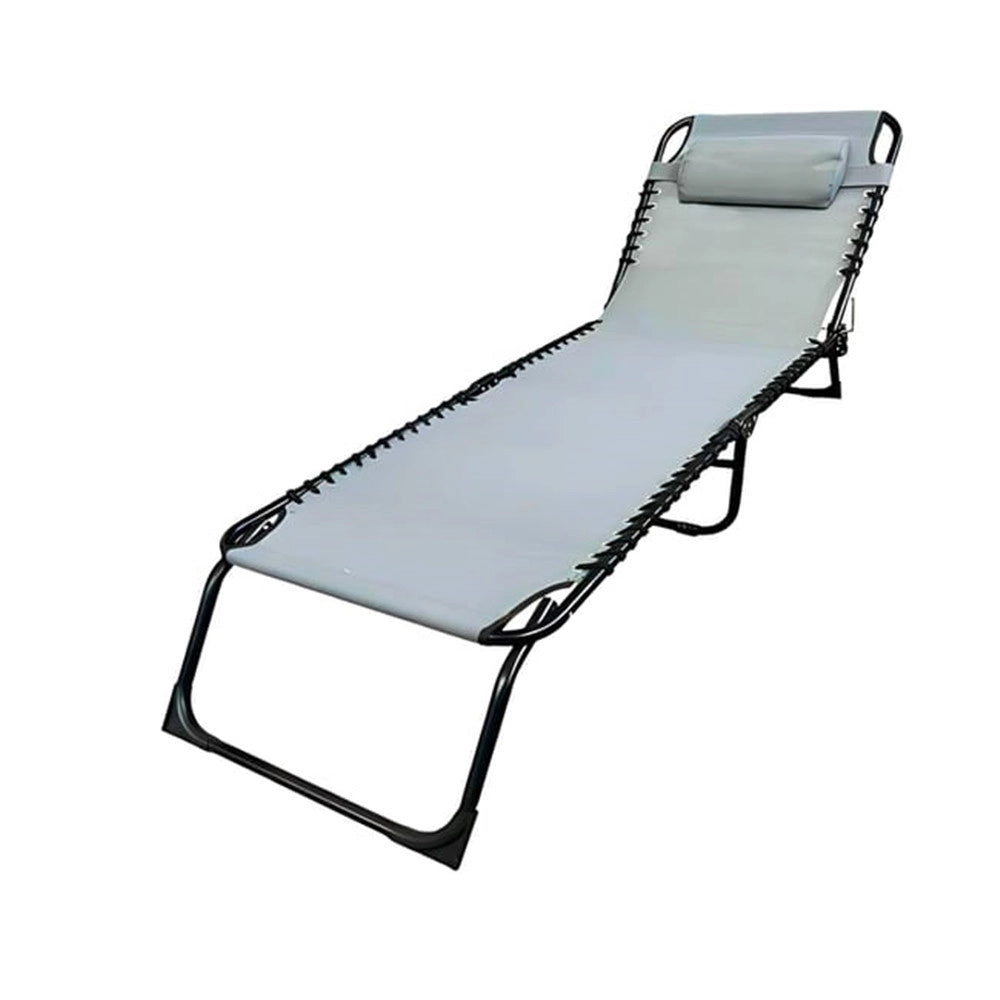 Trade Shop - Lettino Prendisole Sdraio Senza Parasole In Textilene Grigio Reclinabile Giardino 483008 -