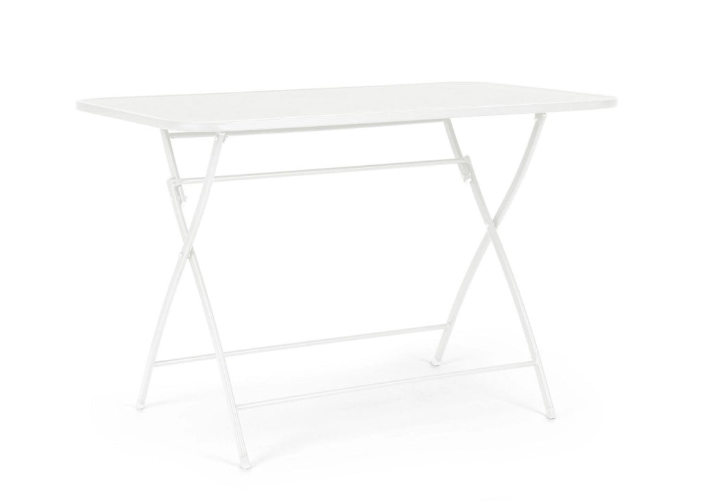 Tavolo da Esterno Pieghevole 110x70x72h cm in Acciaio Verniciato Yvonne Bianco