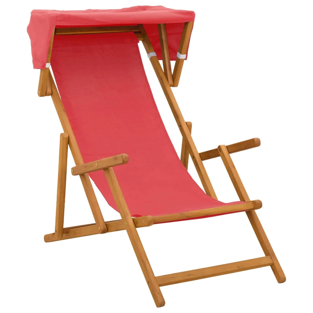 Lettino 4 pcs 3 Posizione Legno di Eucalipto Massello Rosso 3407796