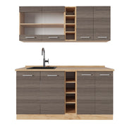 Vicco Cucina completa Grigio nobile/rovere dorato 160 cm senza piano di lavoro