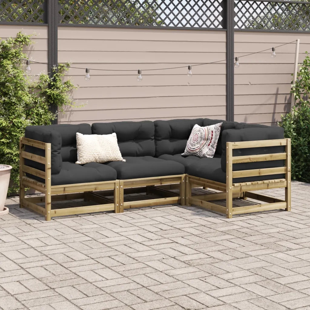 Set Divani da Giardino 4 pz | Set Salotto da Giardino in Legno Impregnato di Pino