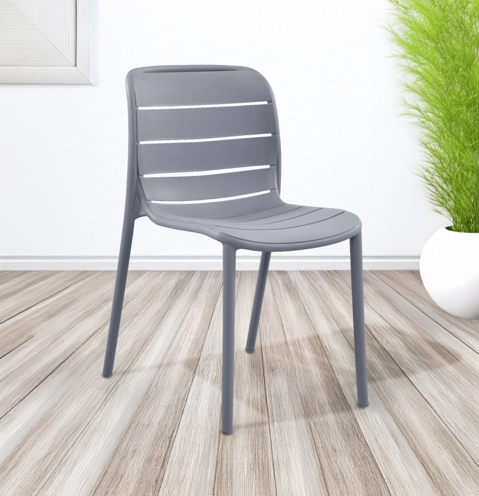 Set 4 Sedie In Polipropilene e Fibra Di Vetro Sedia Cucina Trattamento Uv Antiscolorimento Giardino Interno Esterno Moderne Robuste Resistenti Seduta Terrazzo Soggiorno Bar Ristorante Impilabili Iris-Grigio