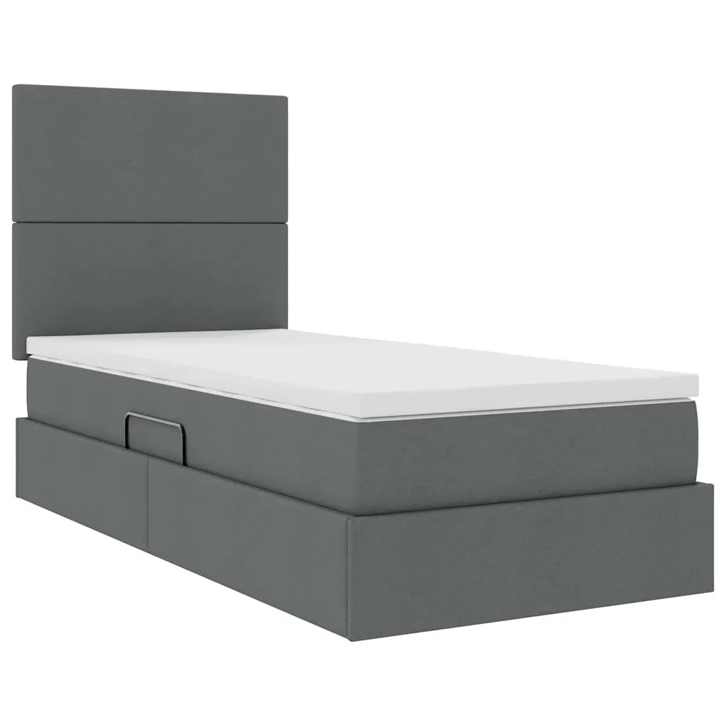 Letto con contenitore e LED con led Grigio scuro 100 x 200 cm
