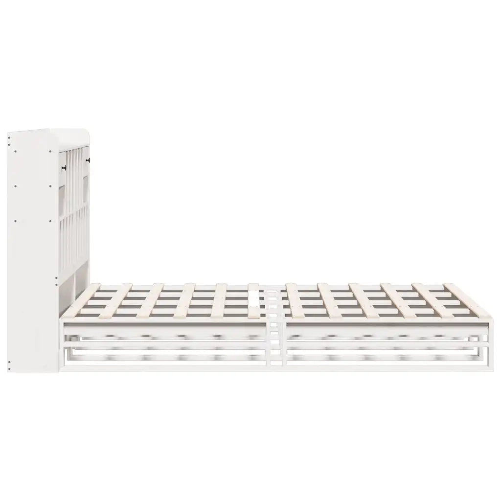 Letto Libreria senza Materasso Bianco 140x190 cm Legno di Pino