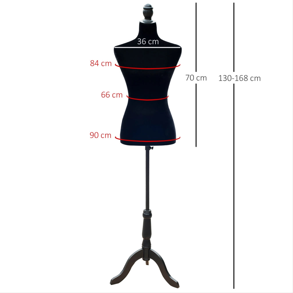 Manichino Ajustabile 130-168 cm con Treppiede in Legno ¨C Minimal ¨C Nero