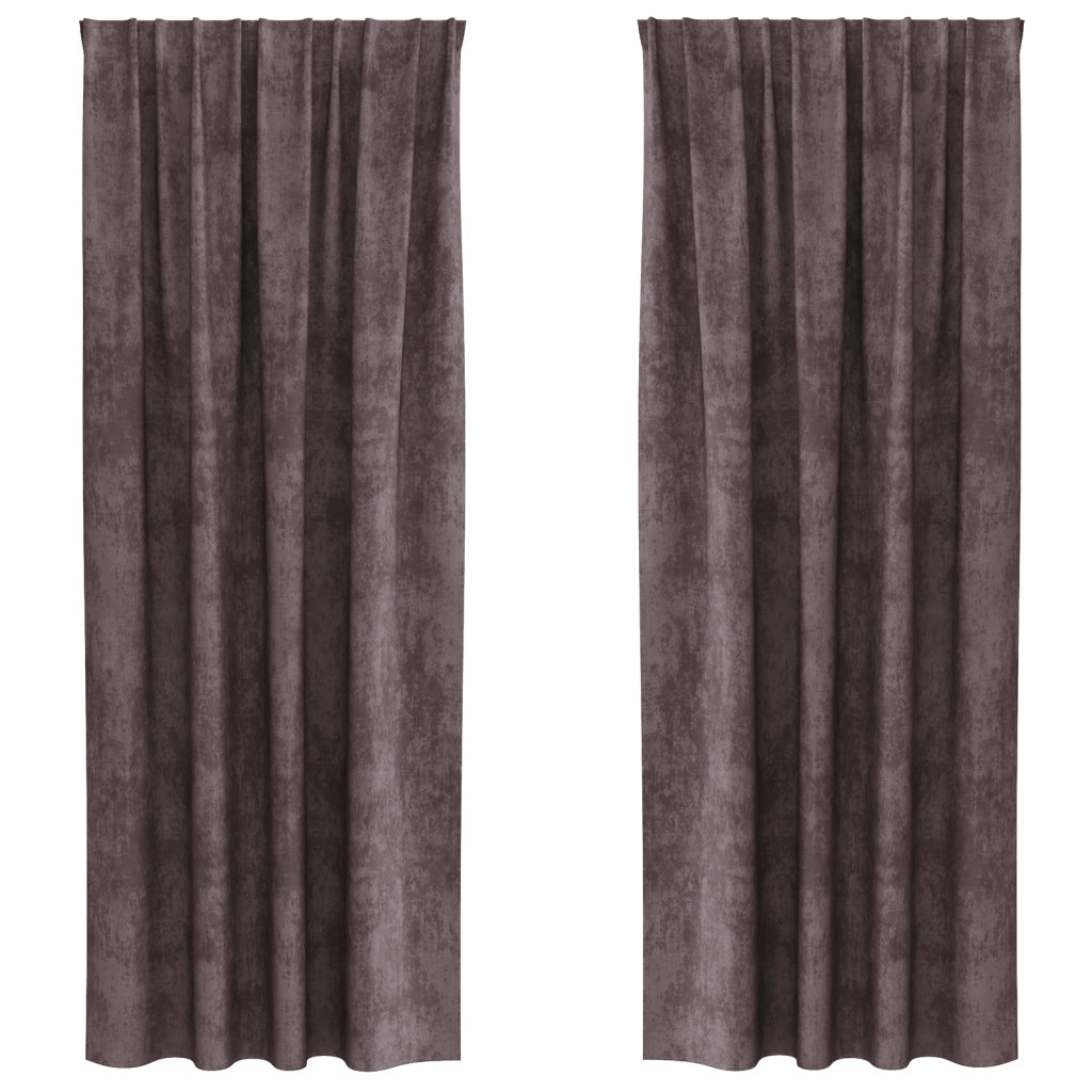 Tende in Velluto 2 pz con Occhielli Marrone 260x140 cm
