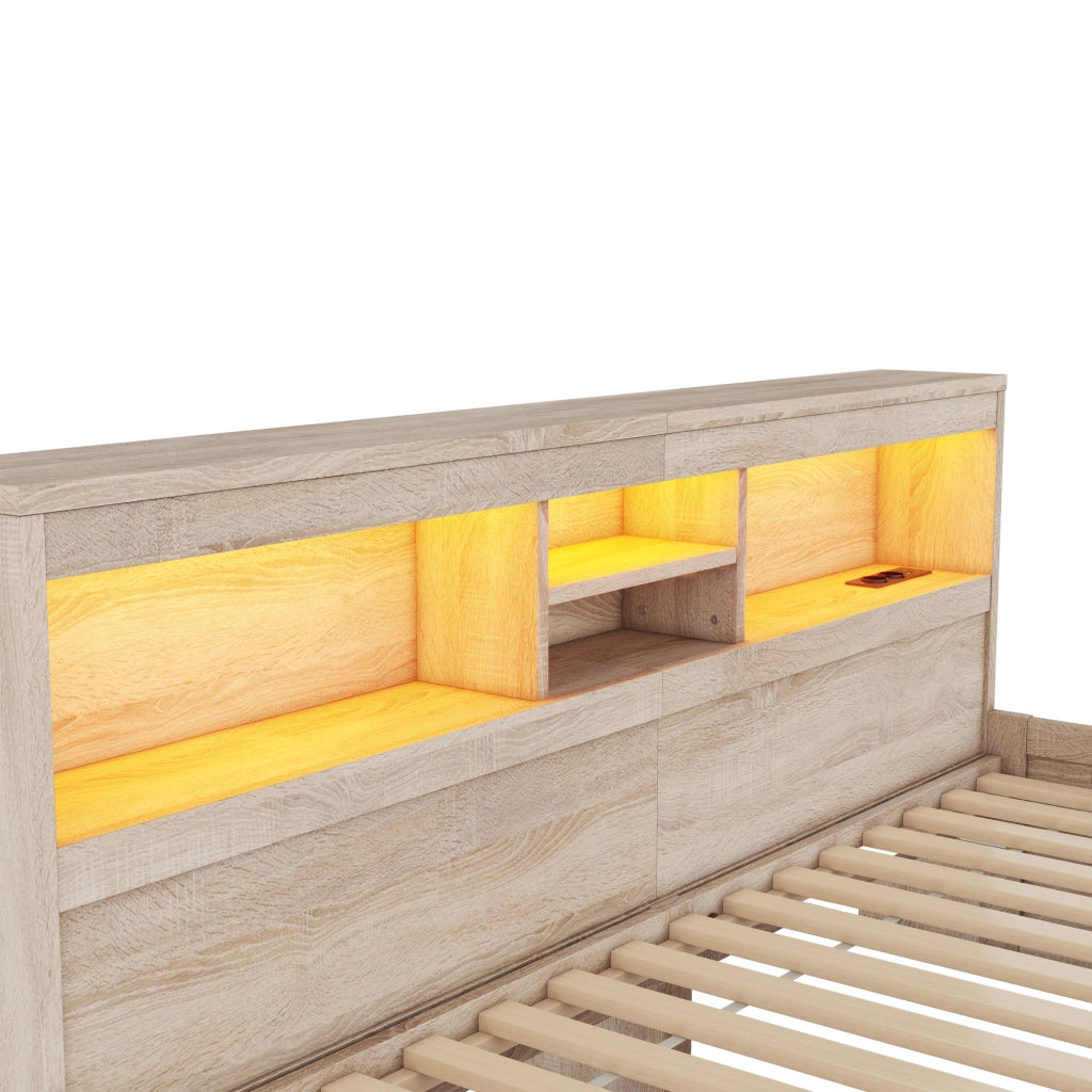 LETTO da giorno 90x200 cm in pannello di legno colore naturale