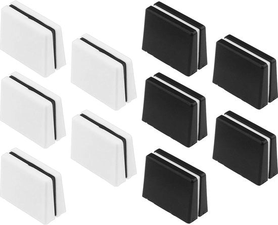 Fader Cap da 10 - Nero/Bianco - Compatibile con DJM 350/400/500/700/750/800/850 - Sostenibile - Plastica - Dimensioni 20 x 9 mm - Bottoni