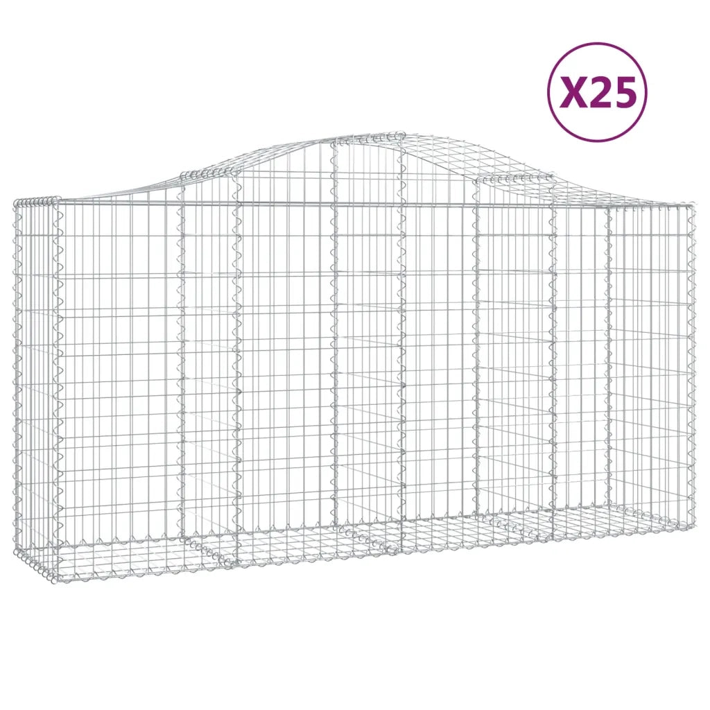 Cesti Gabbioni ad Arco 25 pz 200x50x100/120 cm Ferro Zincatocod mxl 123879