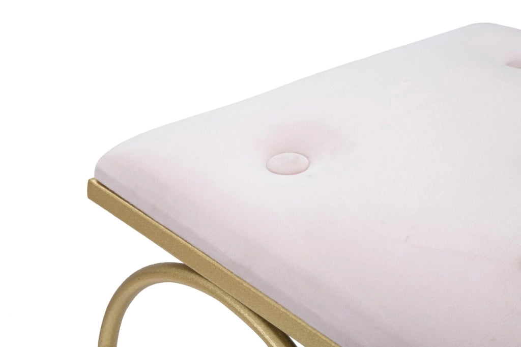 Sgabello Heart Rosa 50x37,5x51,5 cm in Ferro e MDF e Spugna e Poliestere Oro e Crema
